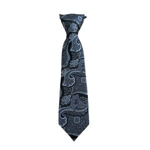Mario Ferrari Mens Paisley Necktie Black White Grey Hand Made N9442PKG‎ Tie